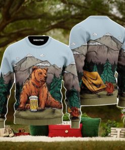 Brown Bear Camping Christmas Unisex Ugly Sweater