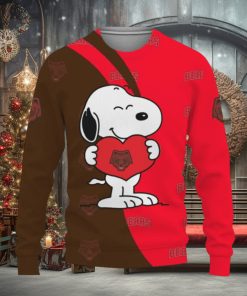 Brown Bears Snoopy Cute Heart American Sports Team Knitted Christmas Sweater Gift Holidays