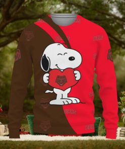 Brown Bears Snoopy Cute Heart American Sports Team Knitted Christmas Sweater Gift Holidays