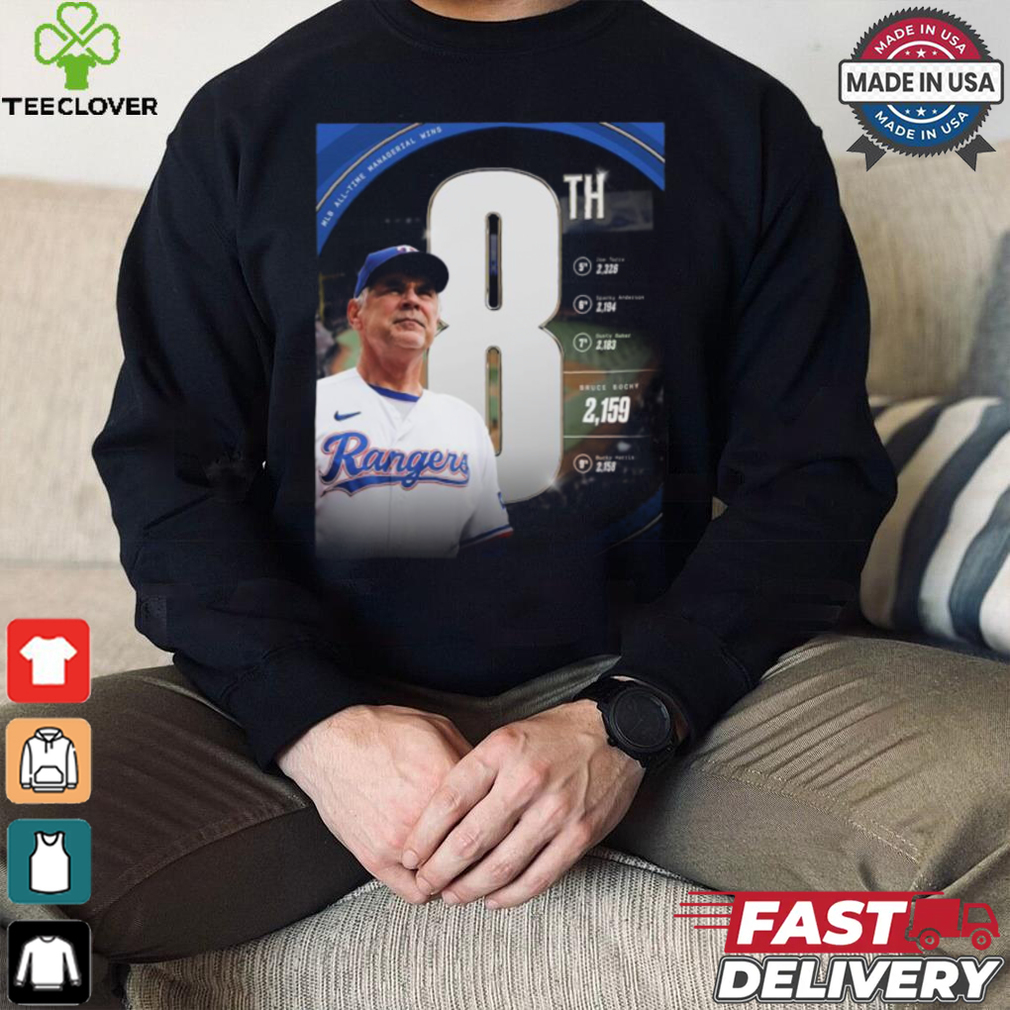 Bruce Bochy 2,159 Texas Rangers MLB All time Managerial wins shirt Bruce Bochy 2,159 Texas Rangers MLB All time Managerial wins shirt