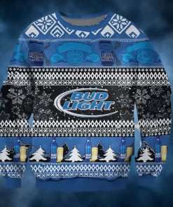 Bud Light Beer Black Blue Color Ugly Christmas Sweater, Faux Wool Sweater, International Beer Day, Gifts For Beer Lovers, Best Christmas Gifts For 2022 – Prinvity
