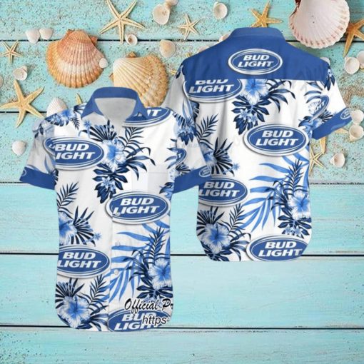 Bud Light Beer Hibiscus Tropical Hawaiian Shirt