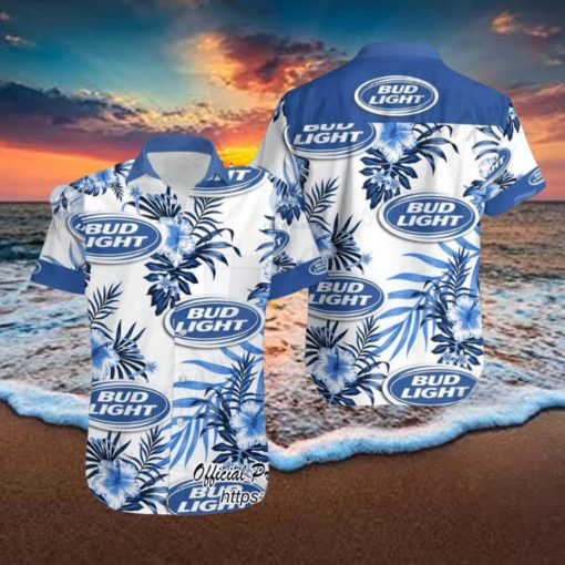 Bud Light Beer Hibiscus Tropical Hawaiian Shirt