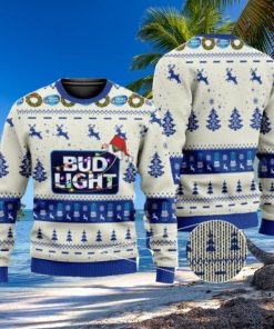 Bud Light Beer In White Pattern Ugly Christmas Sweater