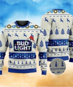 Bud Light Beer In White Pattern Ugly Christmas Sweater