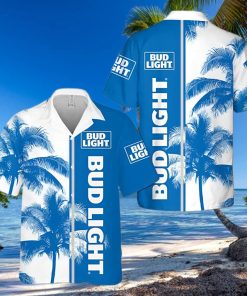 Bud Light Classic Blue Tropical Coconut Trees Hawaiian Shirt