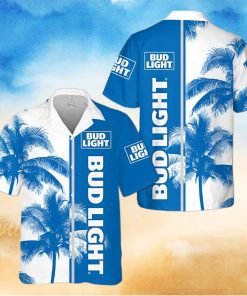 Bud Light Classic Blue Tropical Coconut Trees Hawaiian Shirt