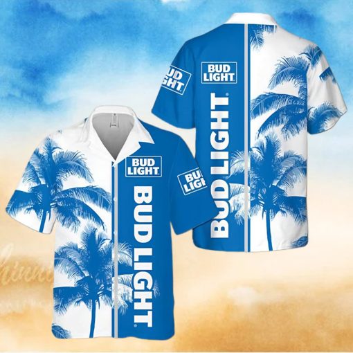 Bud Light Classic Blue Tropical Coconut Trees Hawaiian Shirt