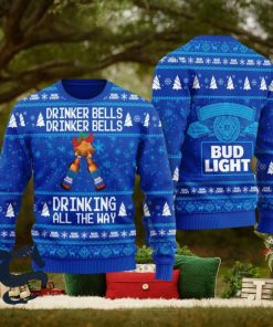 Bud Light Drinker Bells Drinking All The Way Christmas Ugly Sweater