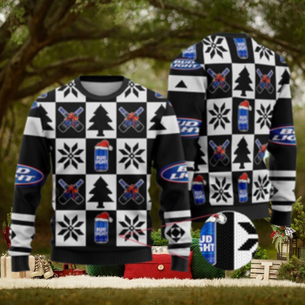 Bud Light Funny Beer Ugly Christmas Sweater Black Gift For Men And Women Bud Light Funny Beer Ugly Christmas Sweater Black Gift For Men And Women