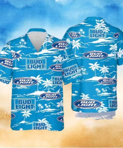 Bud Light Hawaiian Shirt Beach Pattern On Blue Theme