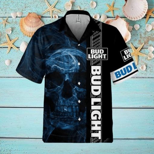 Bud Light Hawaiian Shirt Smoke Skull Beer Lovers Gift
