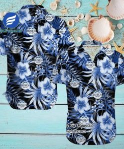 Bud Light Hibiscus Flowers Button Hawaiian Shirt