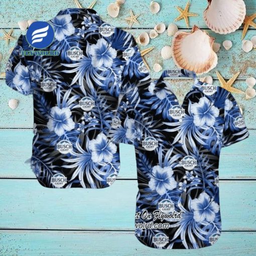 Bud Light Hibiscus Flowers Button Hawaiian Shirt