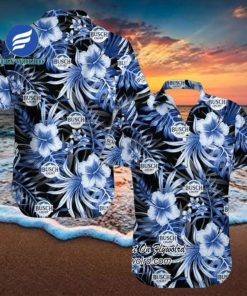 Bud Light Hibiscus Flowers Button Hawaiian Shirt