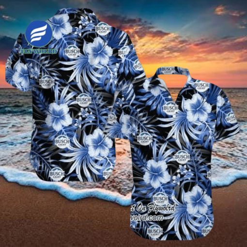 Bud Light Hibiscus Flowers Button Hawaiian Shirt