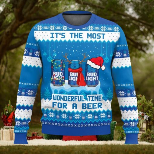Bud Light It’s The Most Wonderful Time For A Beer Christmas Ugly Sweater Special Gift For Xmas