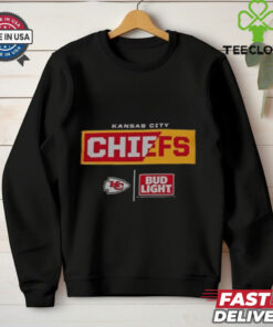 The Bud Light Kansas City Chiefs Team T-Shirt features the Chiefs' logo paired with the iconic Bud Light branding, celebrating team spirit and football fandom in a stylish and casual design.