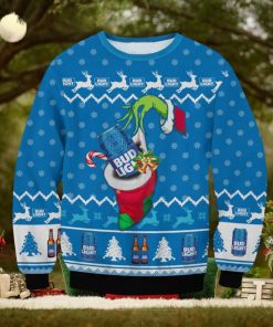 Bud Light The Grinch Hand Santa Ugly Christmas Sweater