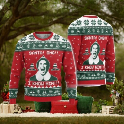 Buddy Elf Christmas Sweater, Omg Santa I Know Him Ugly Sweater