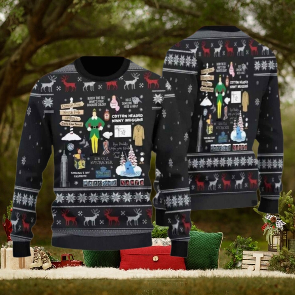 Buddy The El.f Christmas Ugly Sweater, OMG Santa I Know Him Sweater Buddy The El.f Christmas Ugly Sweater, OMG Santa I Know Him Sweater