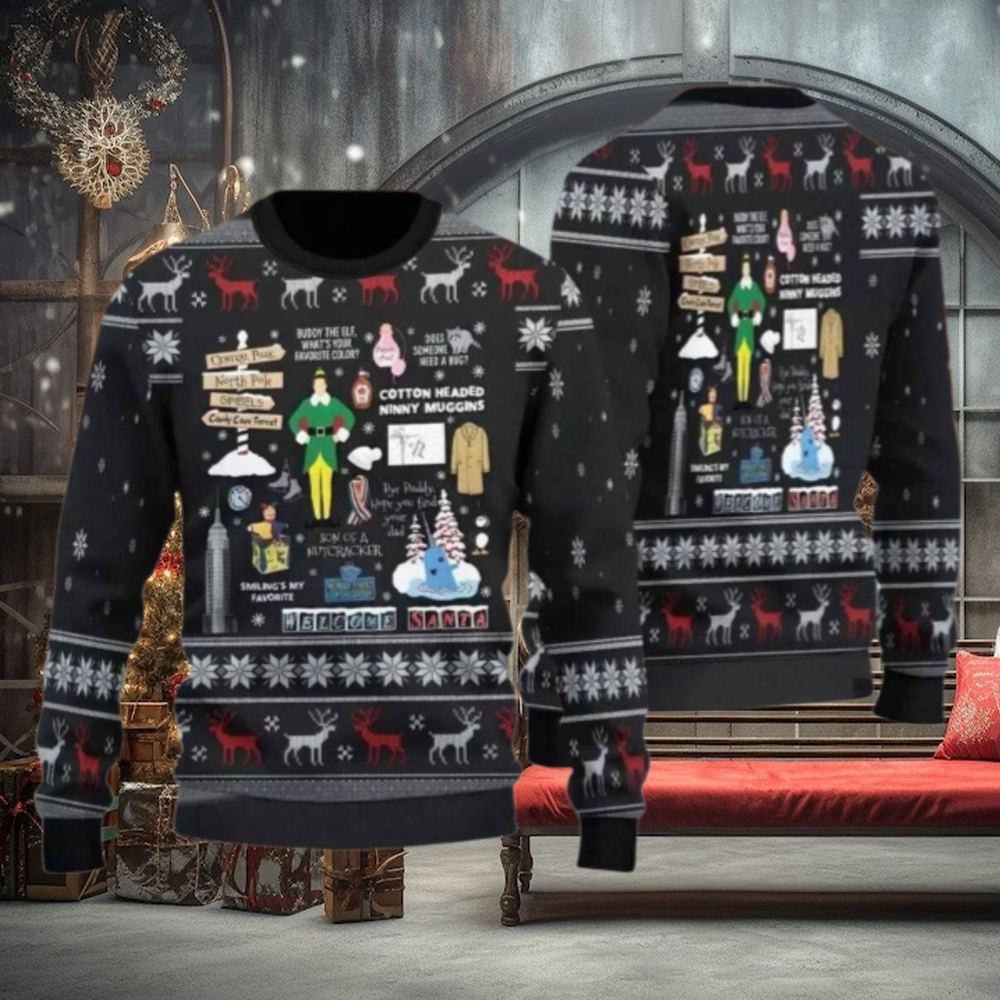 Buddy The El.f Christmas Ugly Sweater, OMG Santa I Know Him Sweater Buddy The El.f Christmas Ugly Sweater, OMG Santa I Know Him Sweater