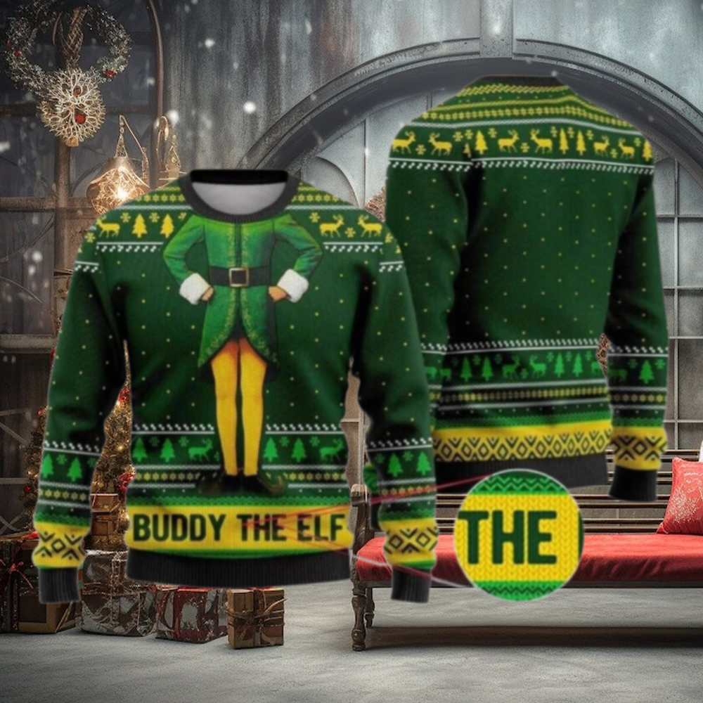 Buddy The Elf Christmas Ugly Sweater, Xmas Classic Movie 90s Sweater Buddy The Elf Christmas Ugly Sweater, Xmas Classic Movie 90s Sweater