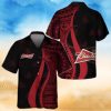 Budweiser Beer Hawaiian Shirt Red Polynesian Tropical Coconut Tree Pattern