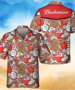 Budweiser Beer Hawaiian Shirt Tropical Coconut Pattern