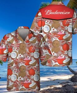 Budweiser Beer Hawaiian Shirt Tropical Coconut Pattern