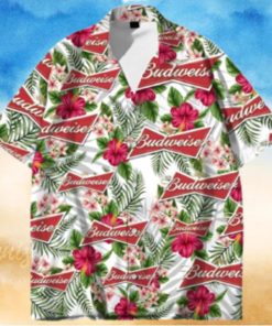 Budweiser Beer Hawaiian Shirt Tropical Flower Pattern Beach Lovers Gift