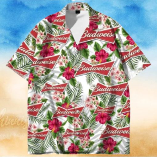 Budweiser Beer Hawaiian Shirt Tropical Flower Pattern Beach Lovers Gift