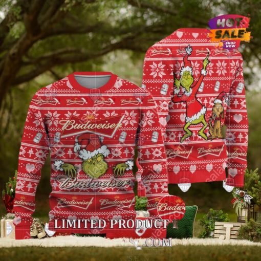 Budweiser Grinch And Max Ugly Christmas Sweater