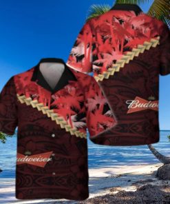 Budweiser Hawaiian Shirt Palm Tree Blend Polynesian Pattern Beer Lovers Gift
