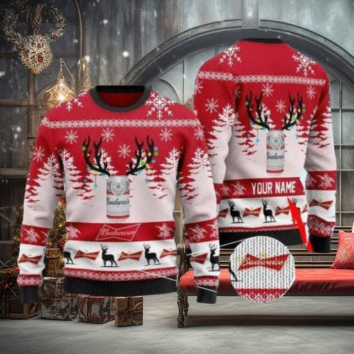 Budweiser Personalized Name Ugly Knitted Sweater Christmas Gift