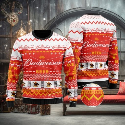 Budweiser Red Ugly Christmas Sweater Design Sweatshirt For Fans Gift