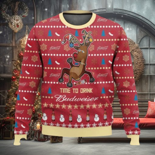 Budweiser Reindeer Time To Drink Ugly Christmas Sweater