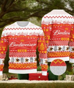Budweiser Ugly Christmas Sweater, Christmas Gift Apparel, Merry Ugly Christmas Sweater