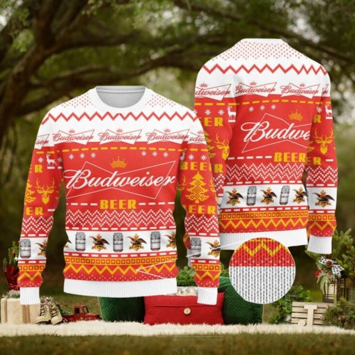 Budweiser Ugly Christmas Sweater, Christmas Gift Apparel, Merry Ugly Christmas Sweater