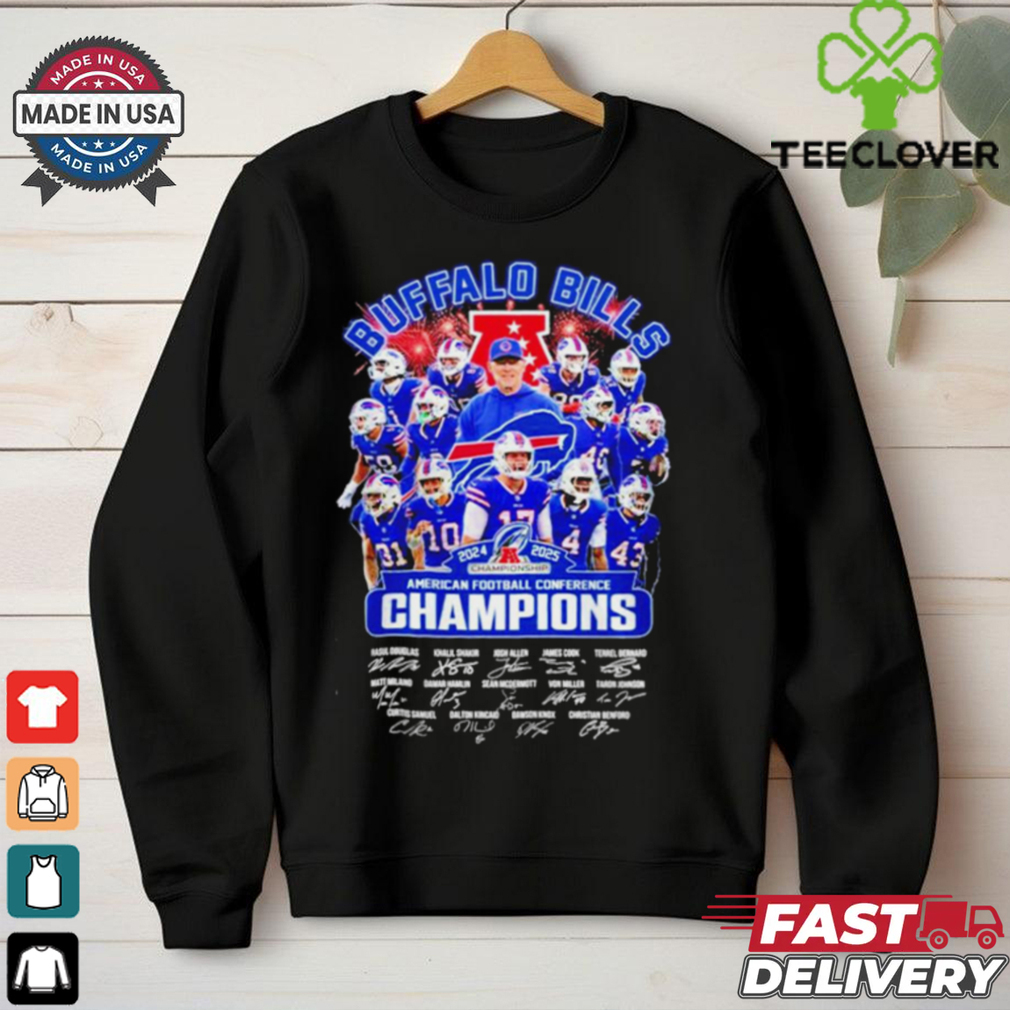 Buffalo Bills 2024 – 2025 AFC Champions signatures shirt Buffalo Bills 2024 – 2025 AFC Champions signatures shirt