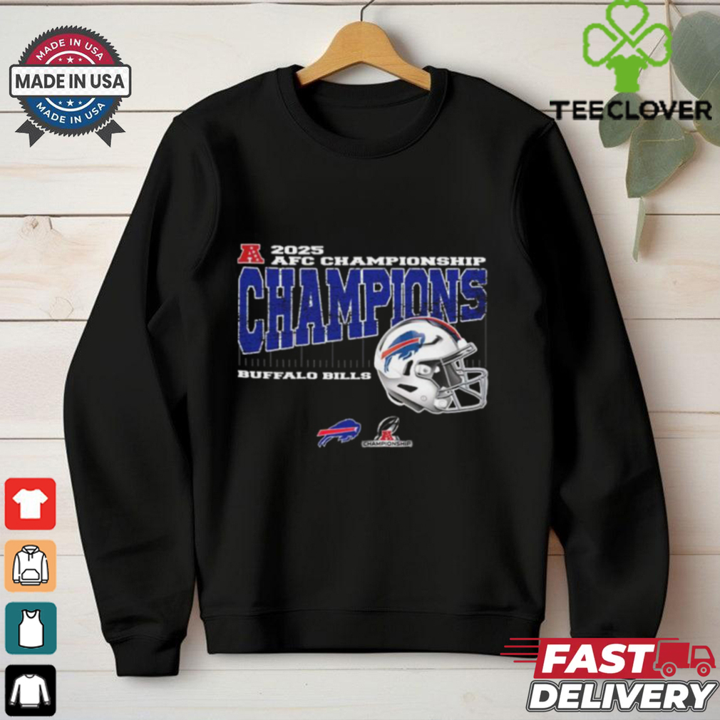 Buffalo Bills 2025 AFC Championship Conference Champions Vintage Style With Helmet Unisex T Shirt Buffalo Bills 2025 AFC Championship Conference Champions Vintage Style With Helmet Unisex T Shirt
