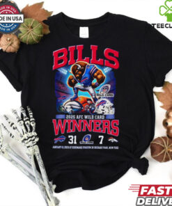 Buffalo Bills 2025 AFC Wild Card Winner Beat Denver Broncos 31 7 Mascot Shirt