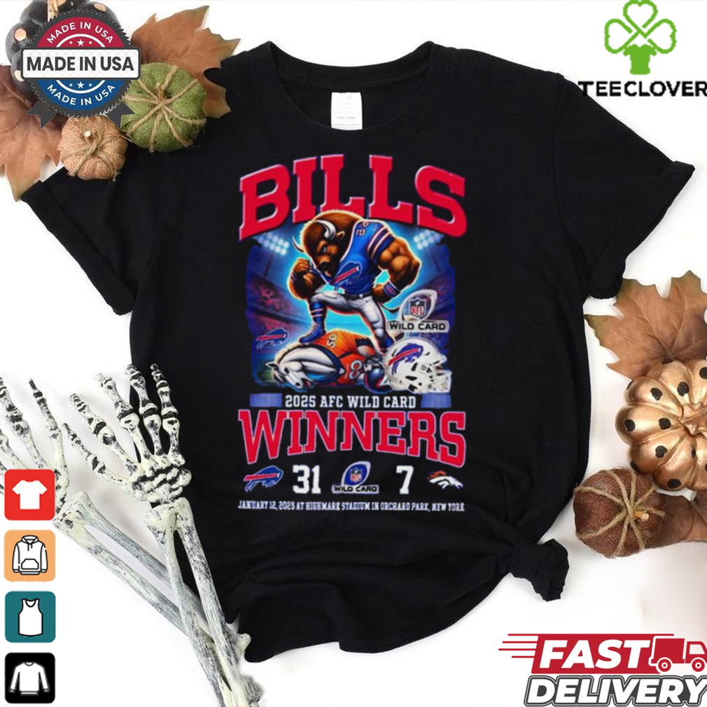 Buffalo Bills 2025 AFC Wild Card Winner Beat Denver Broncos 31 7 Mascot Shirt Buffalo Bills 2025 AFC Wild Card Winner Beat Denver Broncos 31 7 Mascot Shirt