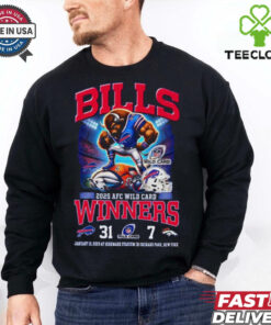 Buffalo Bills 2025 AFC Wild Card Winner Beat Denver Broncos 31 7 Mascot Shirt