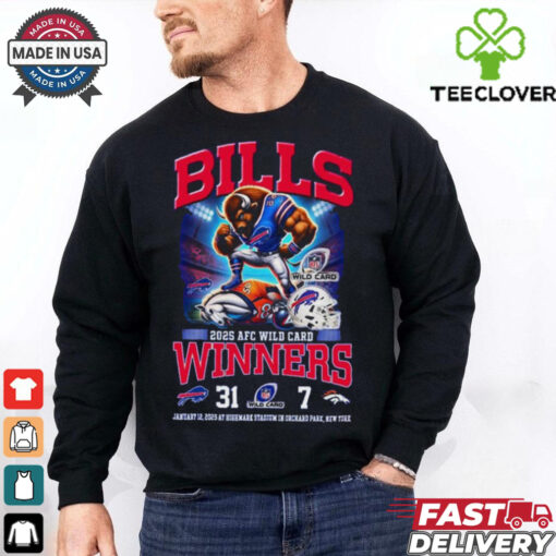 Buffalo Bills 2025 AFC Wild Card Winner Beat Denver Broncos 31 7 Mascot Shirt