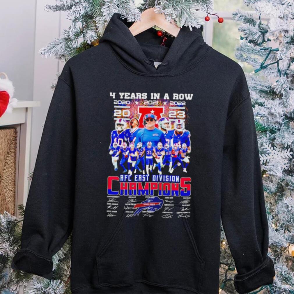 Buffalo Bills 4 years in a row 2023 AFC East Division Champions signatures shirt Buffalo Bills 4 years in a row 2023 AFC East Division Champions signatures shirt