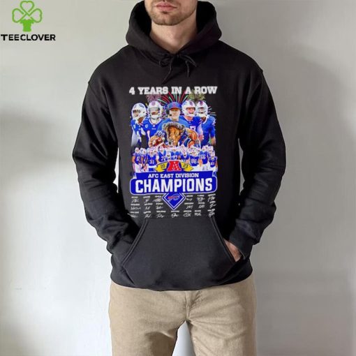 Buffalo Bills 4 years in a row 2023 AFC East Division Champions signatures hoodie, sweater, longsleeve, shirt v-neck, t-shirt