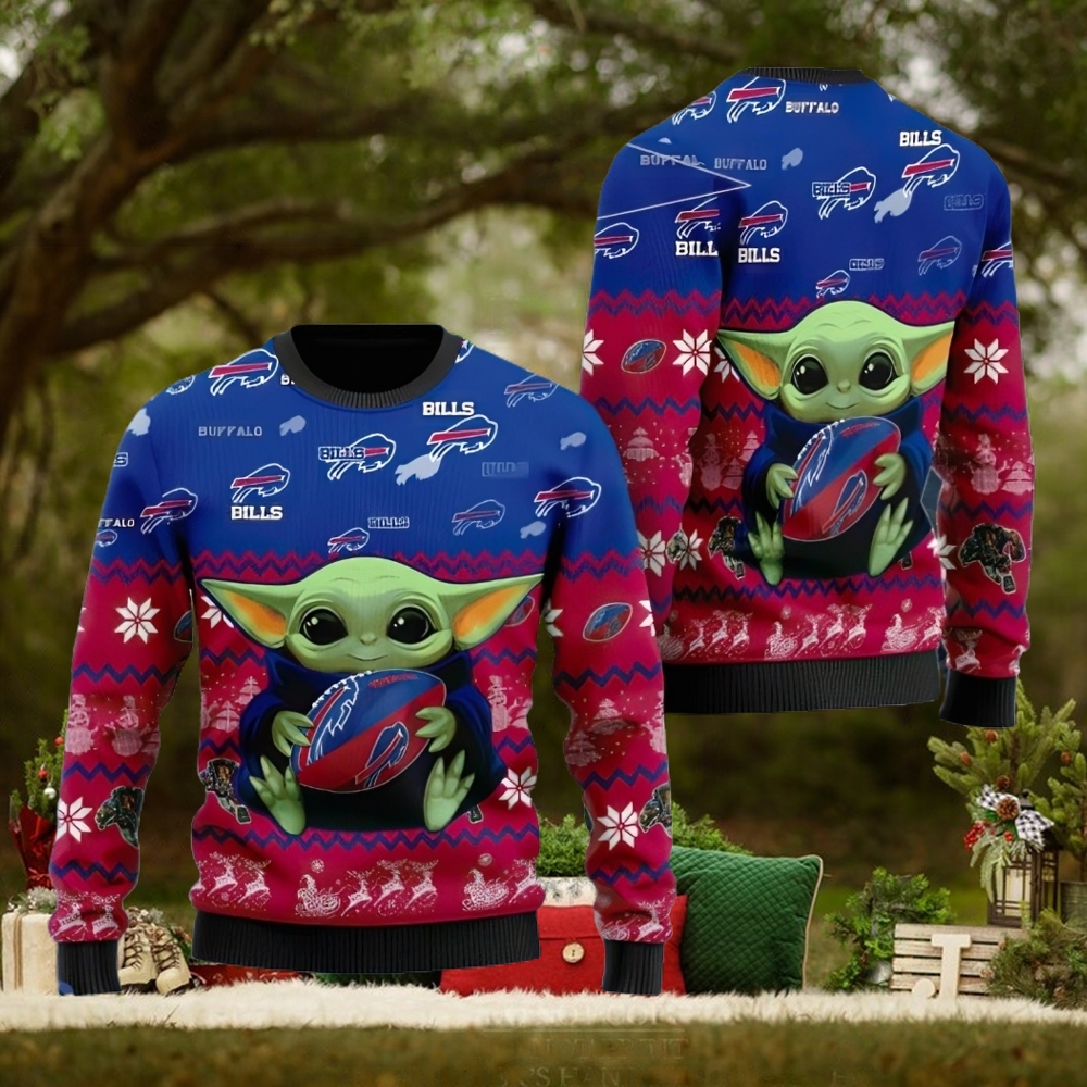 Buffalo Bills Baby Yoda Christmas 3D Ugly Christmas Sweater Christmas Gift For Sport Fanshirt For American Football Fans