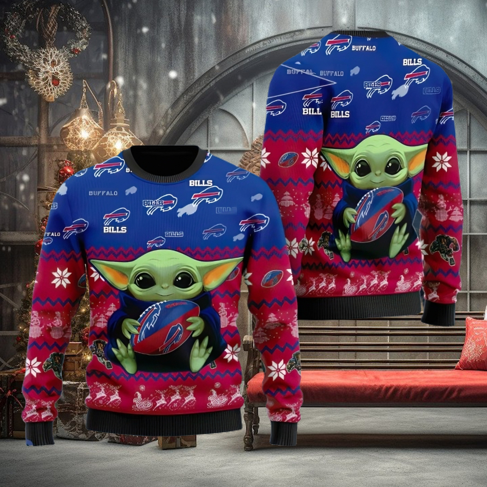 Buffalo Bills Baby Yoda Christmas 3D Ugly Christmas Sweater Christmas Gift For Sport Fanshirt For American Football Fans