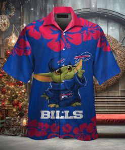 Buffalo Bills Baby Yoda Short Sleeve Button Up Tropical Hawaiian Shirt